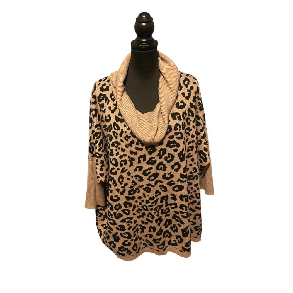 APT. 9 LEOPARD COWL NECK SWEATER